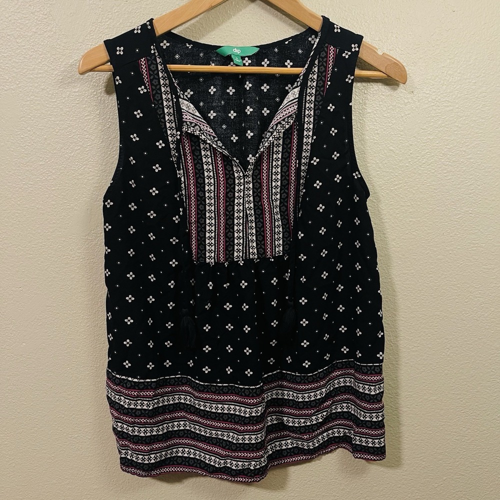 Dip Boho Floral Front Tie Top Sleeveless Light Whimsygoth Grunge‎ Resort Size S